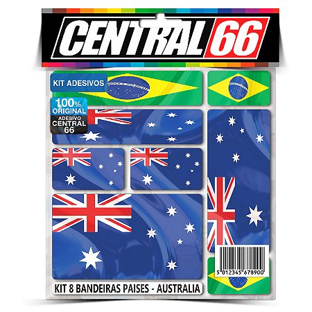 Kit 8 Adesivos Bandeiras Países Envernizado Austrália