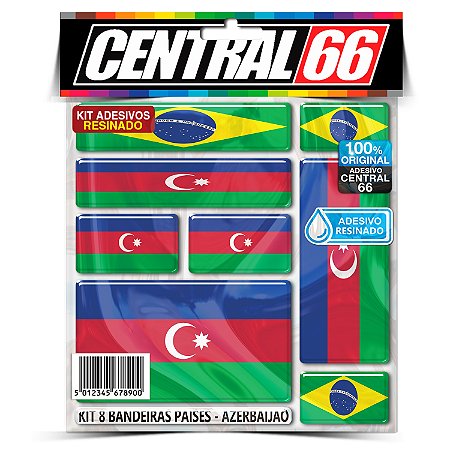 Kit 8 Adesivos Bandeiras Países Resinado Azerbaijão