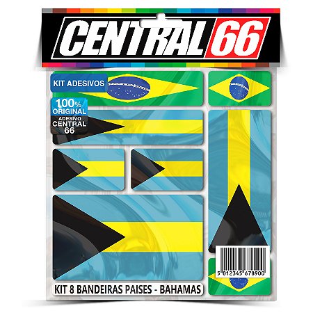 Kit 8 Adesivos Bandeiras Países Envernizado Bahamas