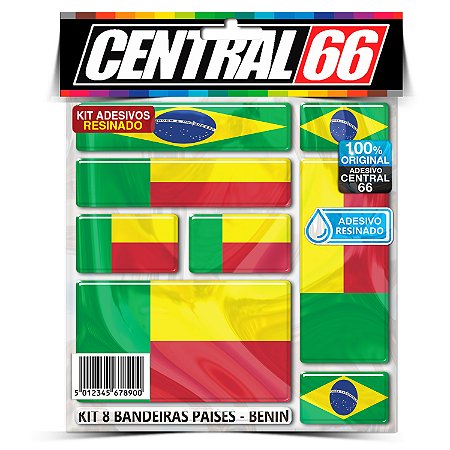 Kit 8 Adesivos Bandeiras Países Resinado Benin
