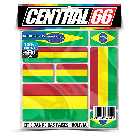 Kit 8 Adesivos Bandeiras Países Envernizado Bolívia