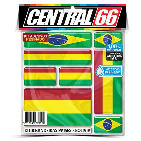 Kit 8 Adesivos Bandeiras Países Resinado Bolívia