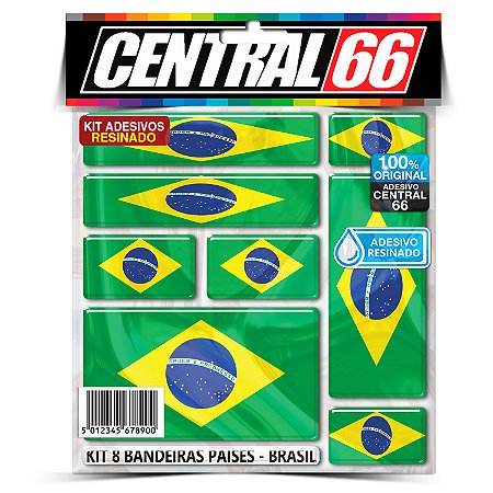 Kit 8 Adesivos Bandeiras Países Resinado Brasil