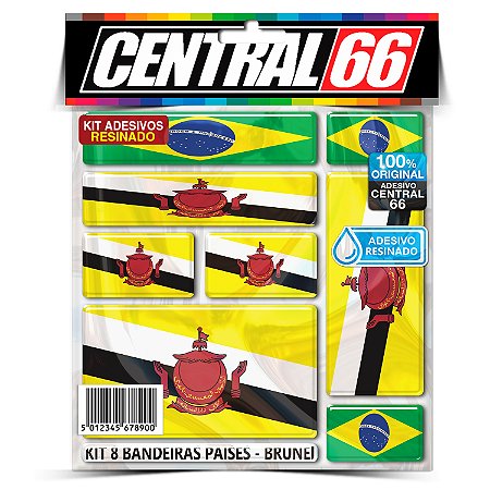 Kit 8 Adesivos Bandeiras Países Resinado Brunei
