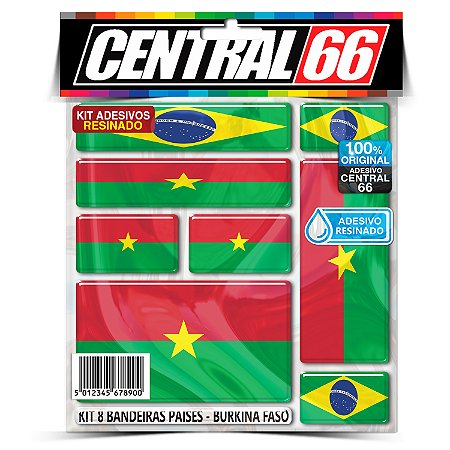 Kit 8 Adesivos Bandeiras Países Resinado Burkina Faso