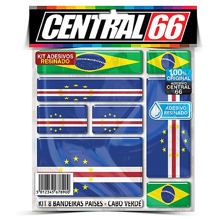 Kit 8 Adesivos Bandeiras Países Resinado Cabo Verde