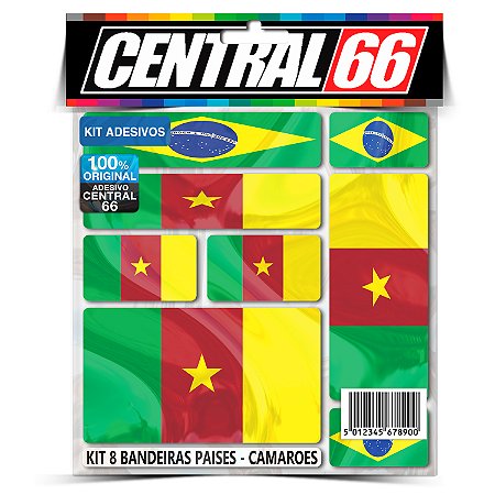 Kit 8 Adesivos Bandeiras Países Envernizado Camarões