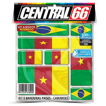 Kit 8 Adesivos Bandeiras Países Resinado Camarões