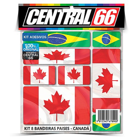 Kit 8 Adesivos Bandeiras Países Envernizado Canadá