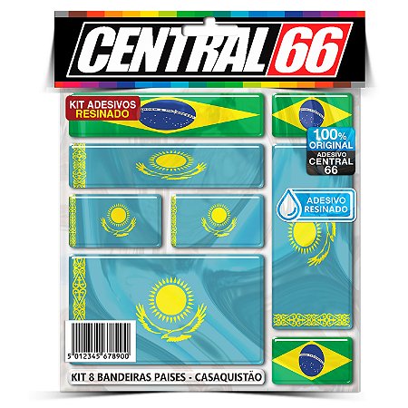 Kit 8 Adesivos Bandeiras Países Resinado Cazaquistão