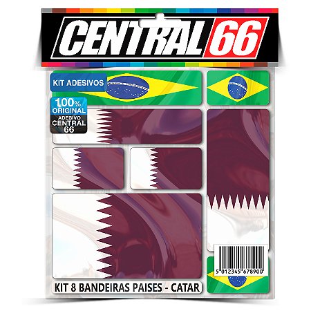 Kit 8 Adesivos Bandeiras Países Envernizado Catar