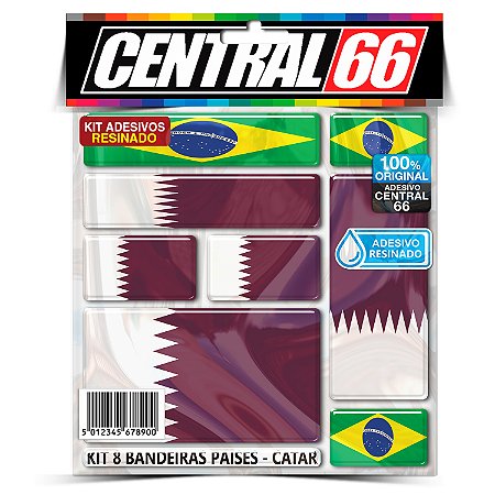 Kit 8 Adesivos Bandeiras Países Resinado Catar