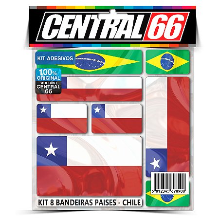 Kit 8 Adesivos Bandeiras Países Envernizado Chile