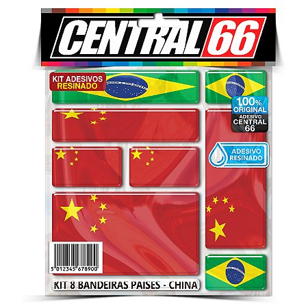 Kit 8 Adesivos Bandeiras Países Resinado China