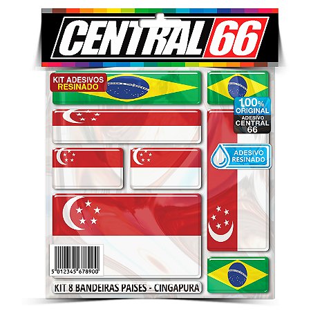 Kit 8 Adesivos Bandeiras Países Resinado Cingapura