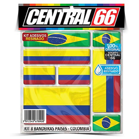 Kit 8 Adesivos Bandeiras Países Resinado Colômbia