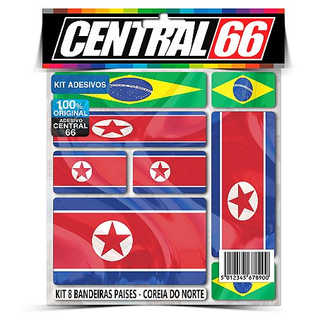 Kit 8 Adesivos Bandeiras Países Envernizado Coreia Do Norte