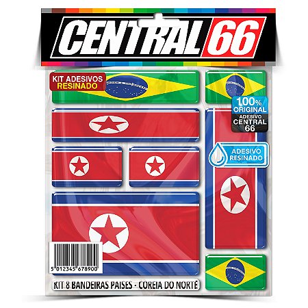 Kit 8 Adesivos Bandeiras Países Resinado Coreia Do Norte