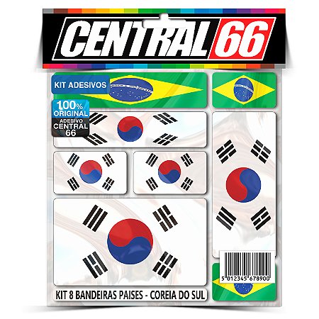 Kit 8 Adesivos Bandeiras Países Envernizado Coreia Do Sul