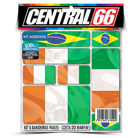Kit 8 Adesivos Bandeiras Países Envernizado Costa Do Marfim