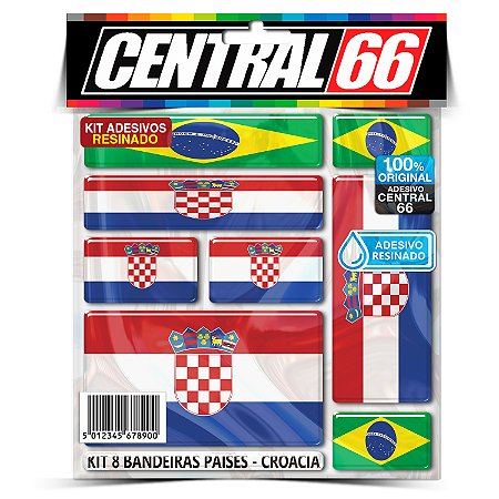 Kit 8 Adesivos Bandeiras Países Resinado Croácia