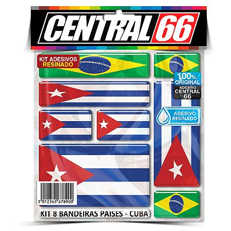 Kit 8 Adesivos Bandeiras Países Resinado Cuba