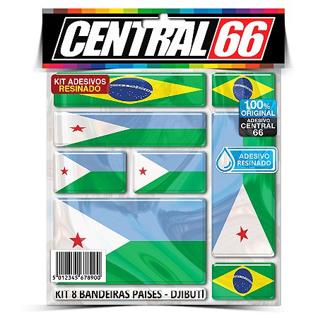 Kit 8 Adesivos Bandeiras Países Resinado Djibuti