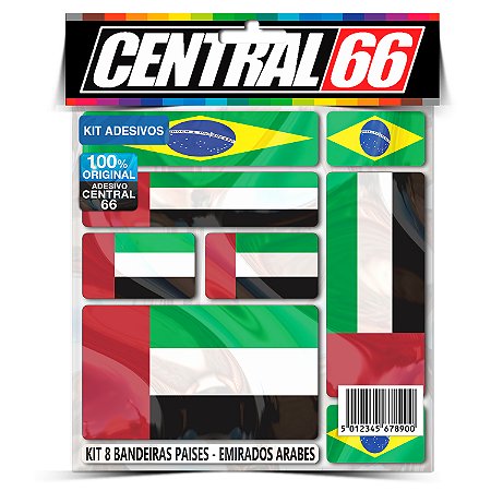Kit 8 Adesivos Bandeiras Envernizado Emirados Árabes Unidos