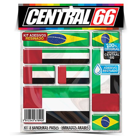 Kit 8 Adesivos Bandeiras Resinado Emirados Árabes Unidos