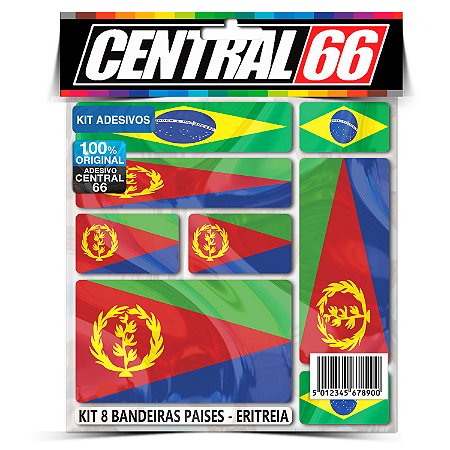 Kit 8 Adesivos Bandeiras Países Envernizado Eritreia