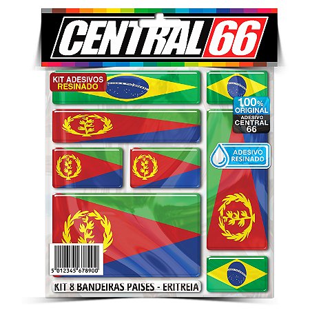 Kit 8 Adesivos Bandeiras Países Resinado Eritreia