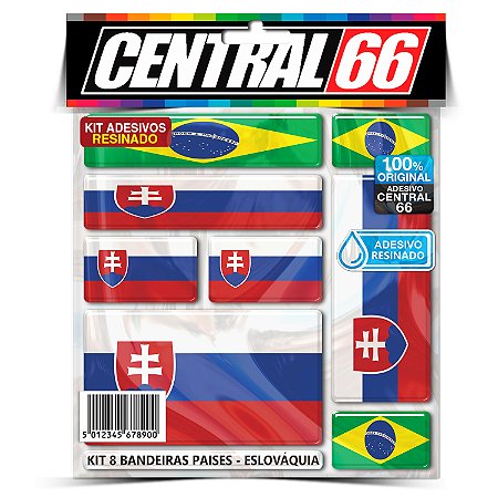 Kit 8 Adesivos Bandeiras Países Resinado Eslováquia