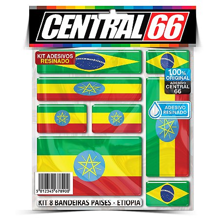 Kit 8 Adesivos Bandeiras Países Resinado Etiópia
