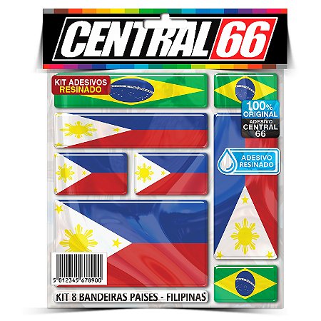 Kit 8 Adesivos Bandeiras Países Resinado Filipinas