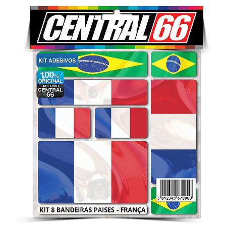 Kit 8 Adesivos Bandeiras Países Envernizado França