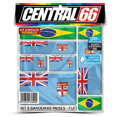 Kit 8 Adesivos Bandeiras Países Resinado Fiji
