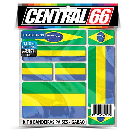 Kit 8 Adesivos Bandeiras Países Envernizado Gabão