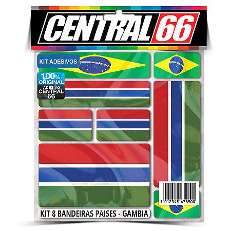 Kit 8 Adesivos Bandeiras Países Envernizado Gâmbia