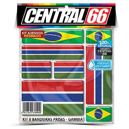 Kit 8 Adesivos Bandeiras Países Resinado Gâmbia