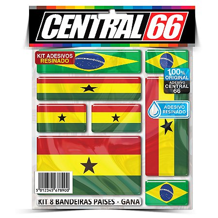 Kit 8 Adesivos Bandeiras Países Resinado Gana