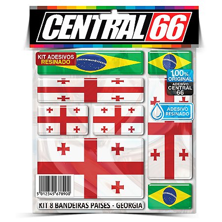 Kit 8 Adesivos Bandeiras Países Resinado Geórgia
