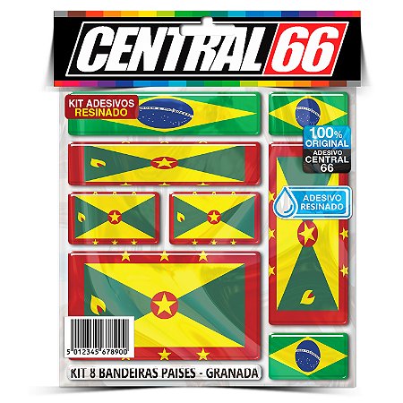 Kit 8 Adesivos Bandeiras Países Resinado Granada