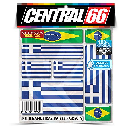 Kit 8 Adesivos Bandeiras Países Resinado Grécia