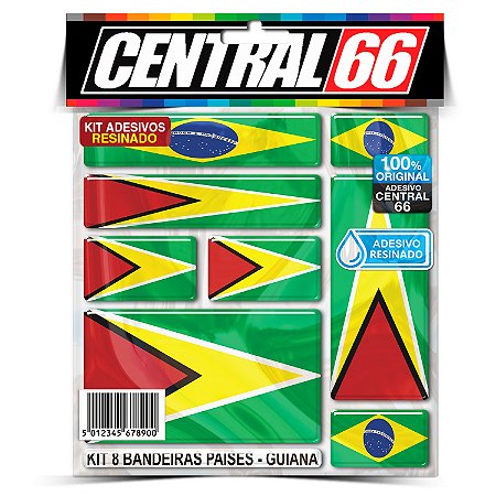 Kit 8 Adesivos Bandeiras Países Resinado Guiana