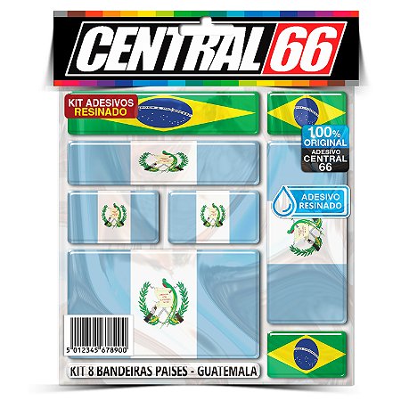 Kit 8 Adesivos Bandeiras Países Resinado Guatemala