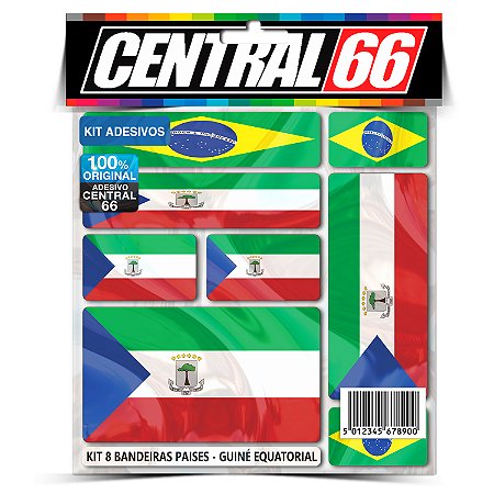 Kit 8 Adesivos Bandeiras Países Envernizado Guiné Equatorial