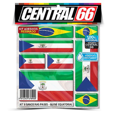 Kit 8 Adesivos Bandeiras Países Resinado Guiné Equatorial