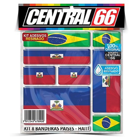 Kit 8 Adesivos Bandeiras Países Resinado Haiti