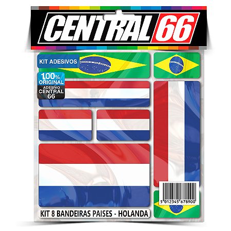Kit 8 Adesivos Bandeiras Países Envernizado Holanda