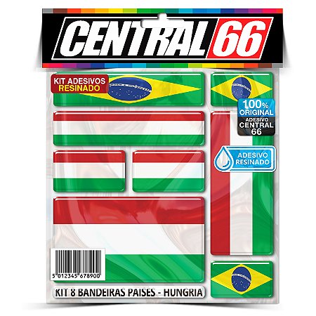 Kit 8 Adesivos Bandeiras Países Resinado Hungria